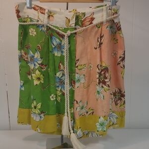 Magaschoni Linen Shorts Floral Sz 10 NWT Rope Tie/ Summer Pattern/ Tropical
